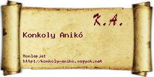 Konkoly Anikó névjegykártya